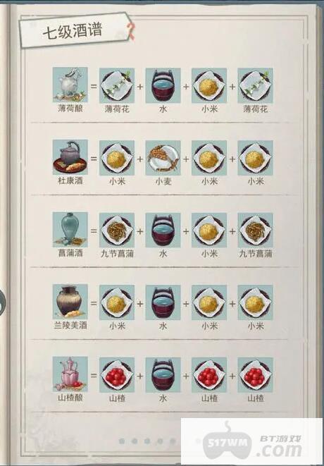 江湖悠悠酒谱配方有哪些