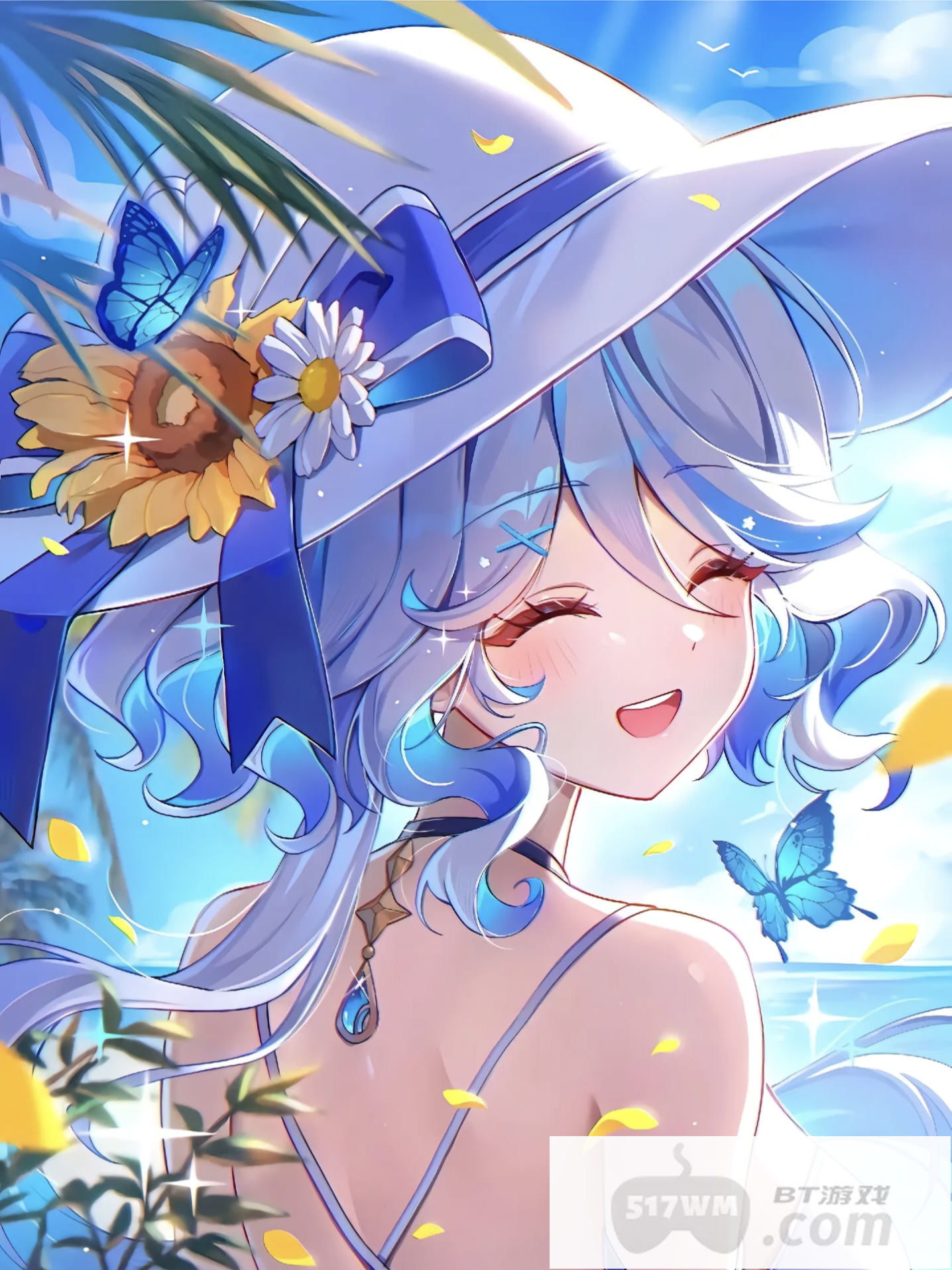 《原神》芙宁娜清凉蕾丝露背露腿高清壁纸 无爱心腿环勒肉去内图