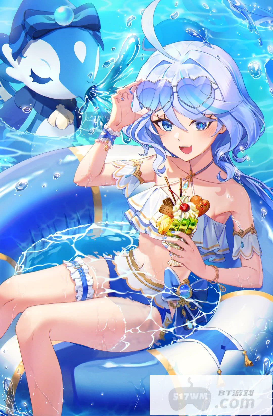 《原神》芙宁娜清凉蕾丝露背露腿高清壁纸 无爱心腿环勒肉去内图